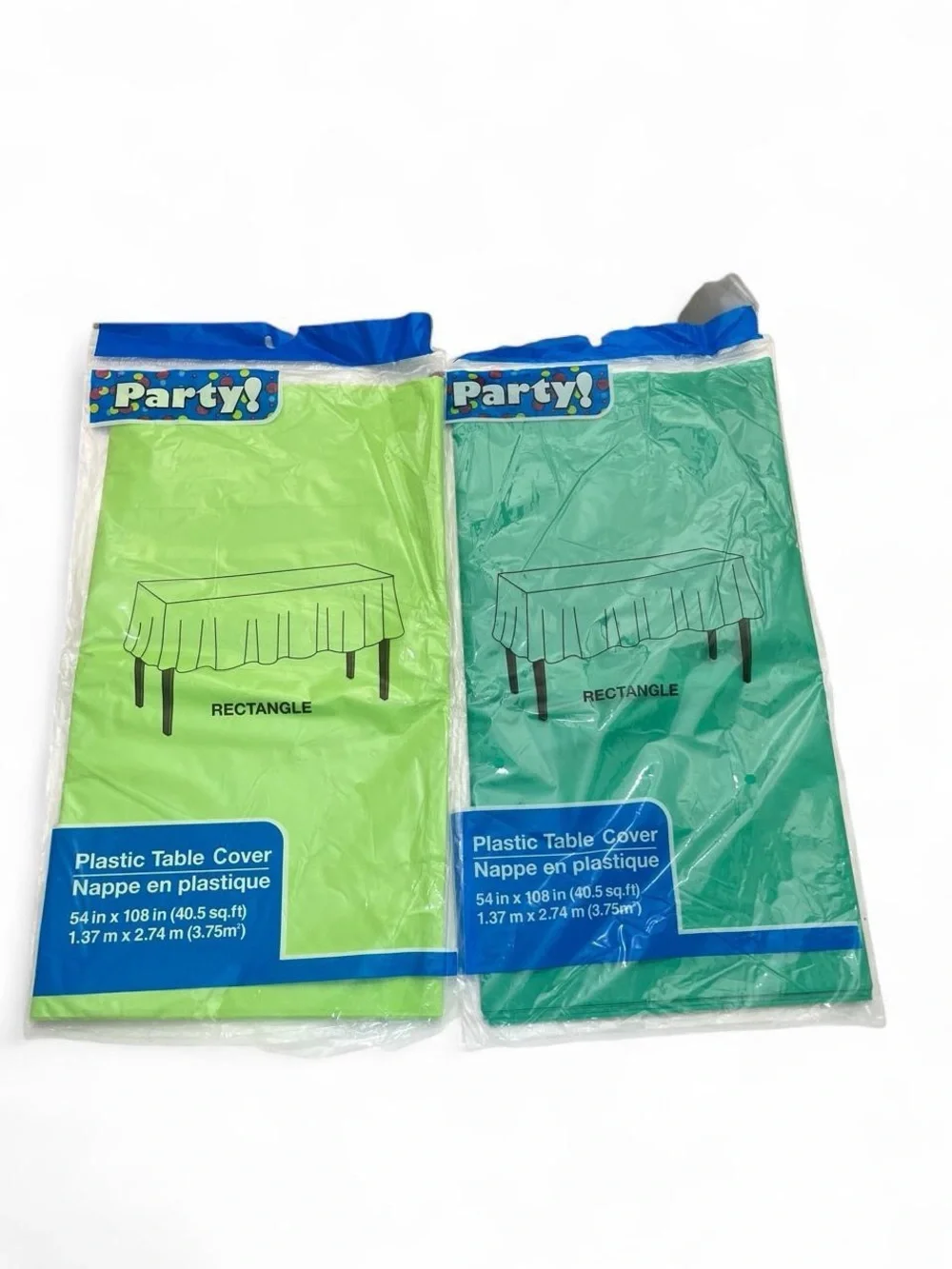 Set of 2 Green Rectangular Plastic Table Covers Brand New Party Supplies